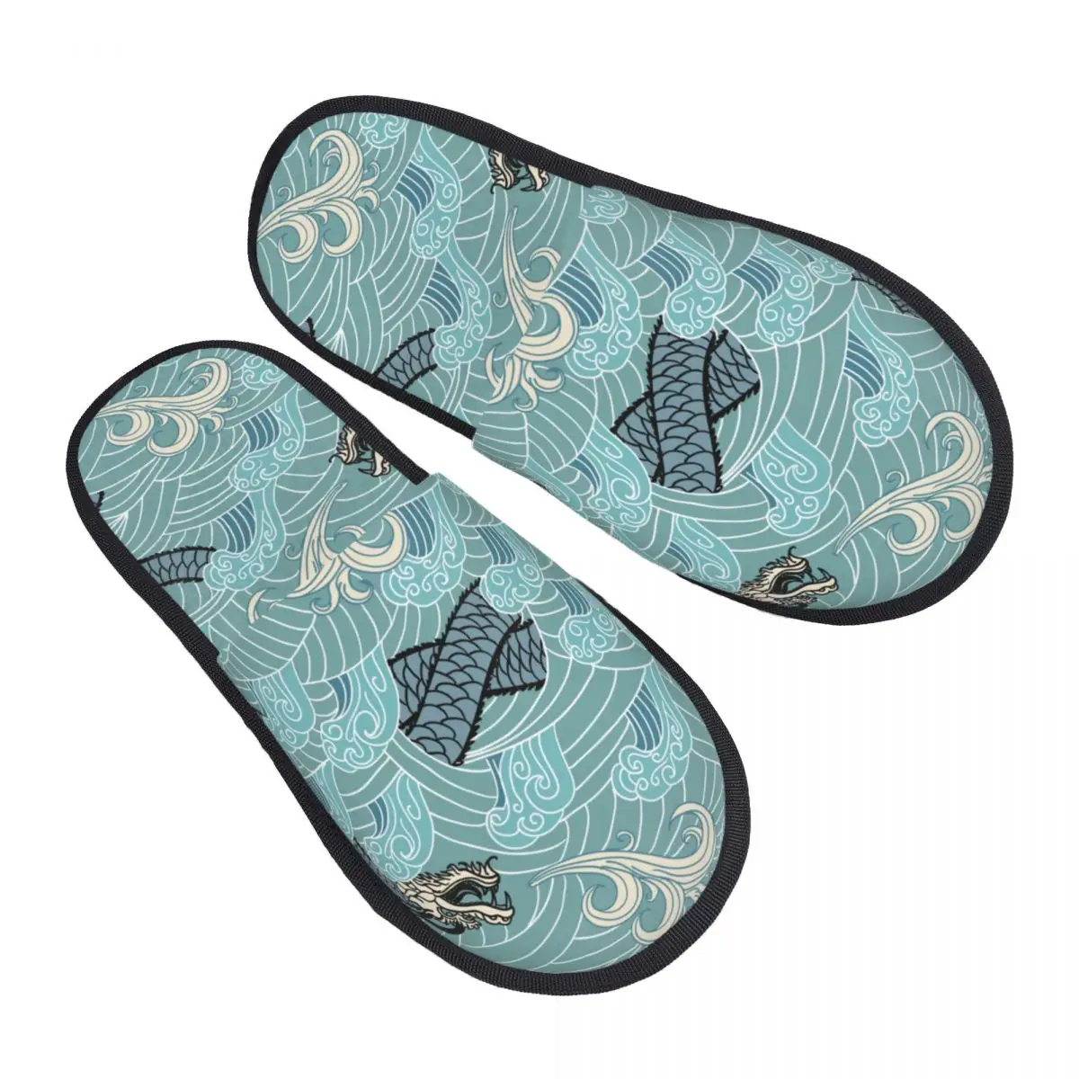 

Зимние тапочки для женщин и мужчин, пушистые теплые тапочки, домашние тапочки с азиатскими волнами дракона, обувь