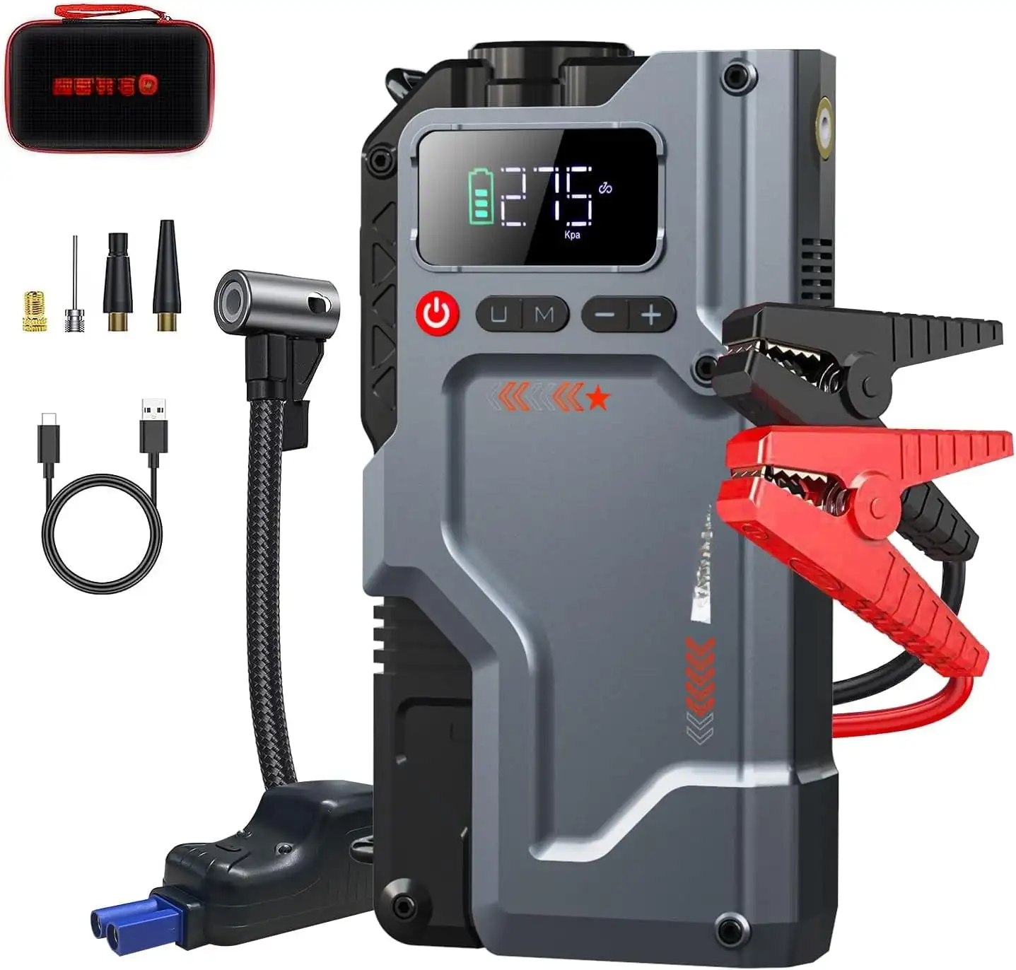 

5 in 1 Function Jump Box 2500A Peak 150PSI Jump Starter Battery Pack with Digital Tire Inflator, car Battery Charger Portable fo