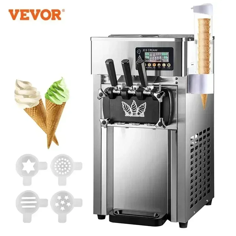 

VEVOR Ice Cream Machine 1200W A168 Panassonic Compressor Ice Cream Maker 3Flavors Ice Cream Making Machine 4 Nozzles LCD Pannel