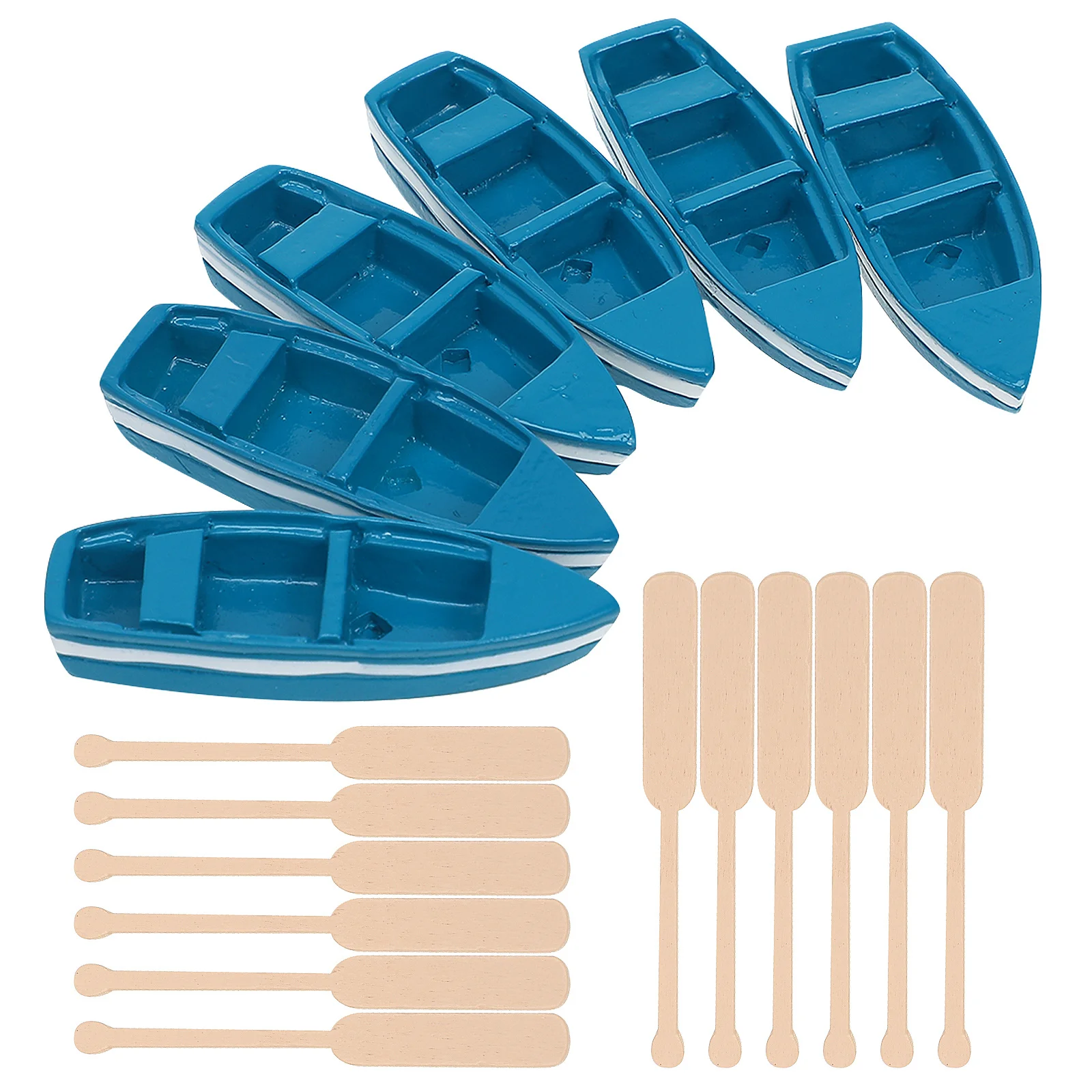 6 szt. Mini Drewniane Łodzie Realistyczne Dekoracje Wyposażonego Domu w Stylu Wybrzeża Temat Oceanu Ornamenty Marynistyczne Dekoracje Stołowe do Salonu