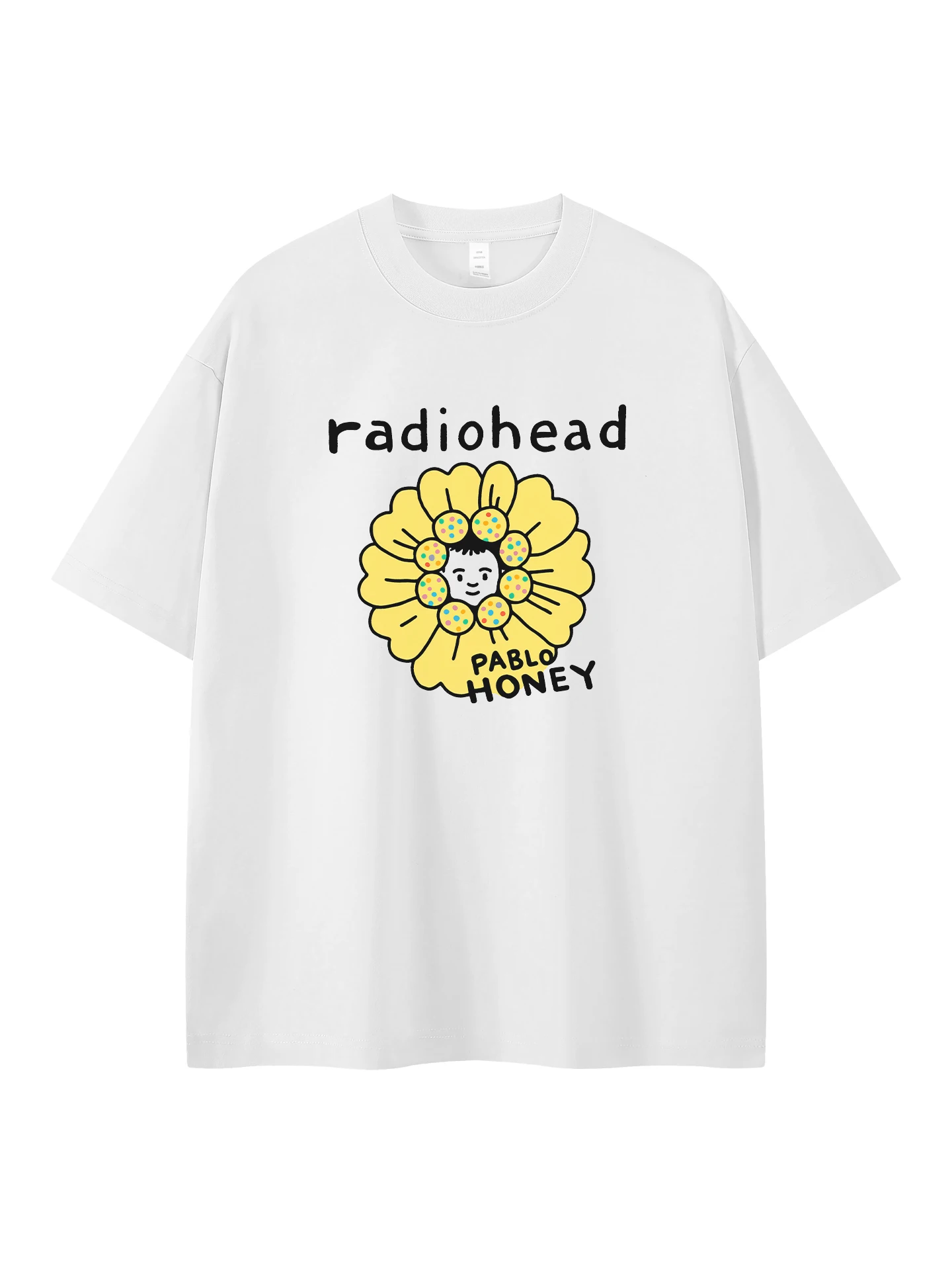 Radiohead Band American Casual Cute Shoulder Loose Pure Cotton round Neck Rock Short Sleeve T-Shirt Breathable Comfortable Su...