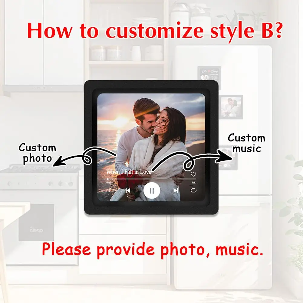 Custom Spotify Album Fridge Magnet With Photo Personalized Music Fridge Magnet Play Songs And Adjust Volume Valentine's Gifts