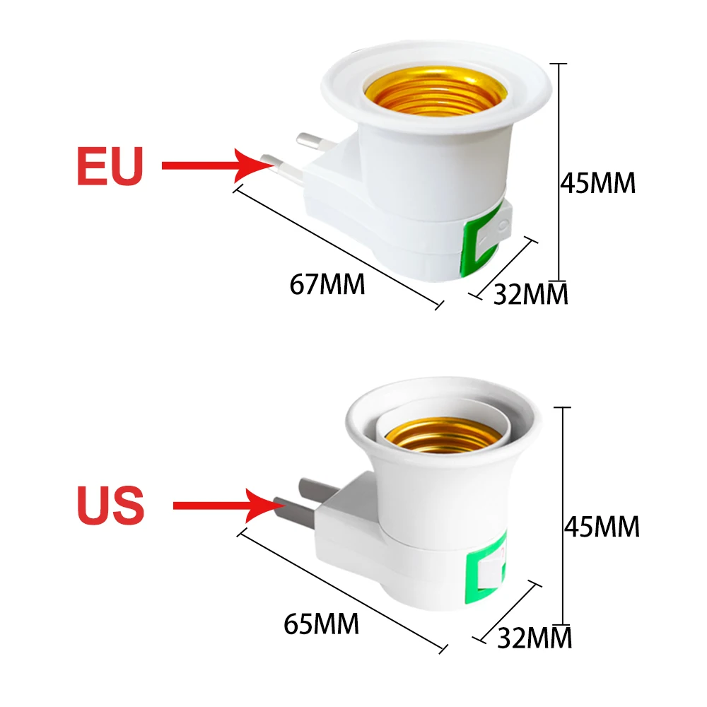 GU10 E14 E27 B22 LED light Male Socket Base type to AC Power  US EU Plug lamp Holder Bulb Adapter Converter ON OFF Button Switch