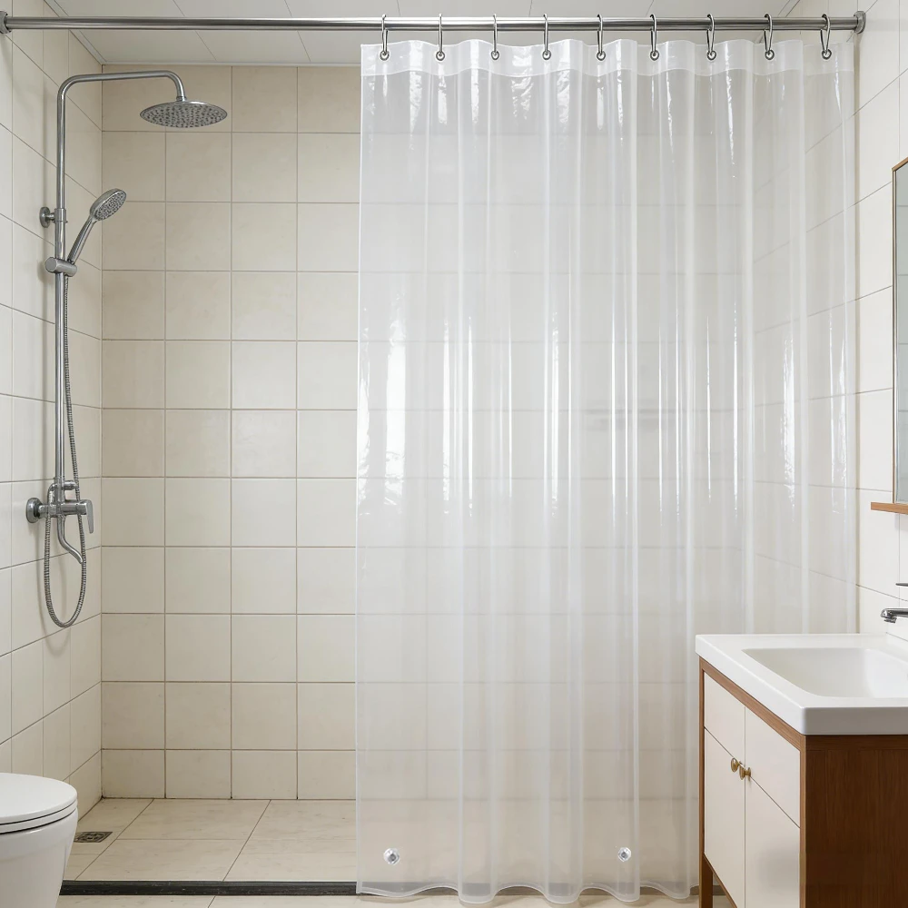 Badezimmer-Duschvorhang Wasserdichter Leichter Transparenter Vorhang aus PEVA Ungiftig mit Rostfreien Ösen & Magneten ﻿