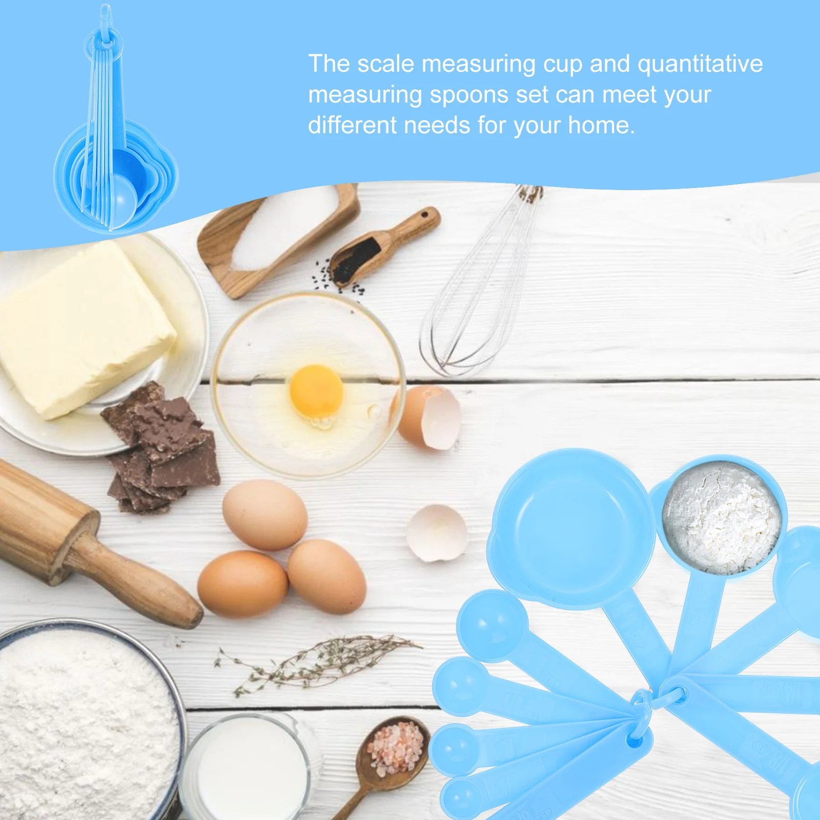 

1 set 1 Set Plastic Measuring Spoons Cups Kitchen Baking Tool Graduated Scale Spoon Set For Home Cooking Measuring Tools Kitchen