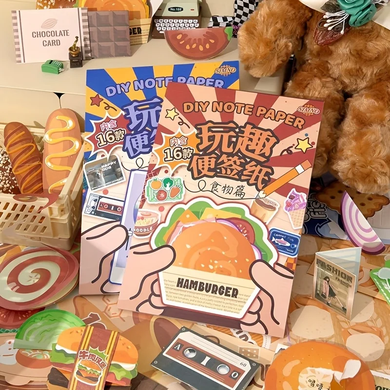 16 ورقة/حقيبة يمكن كتابة متعة لزجة ملاحظة وجبات خفيفة إبداعية الحلوى الفاكهة نمط يومي للطي ملاحظة لرسالة ورقة بطاقة المعايدة #6