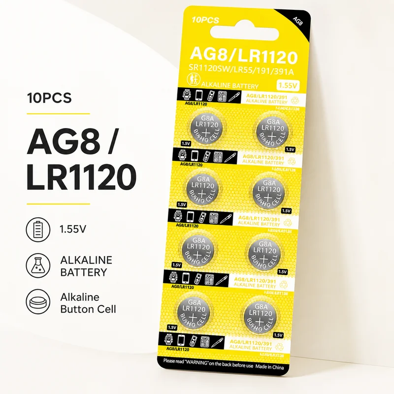 1 Paquete de Baterías de Botón LR1120 AG8 para Controles Remotos, Juguetes, Calculadoras, Relojes y Pequeños Dispositivos Electrónicos