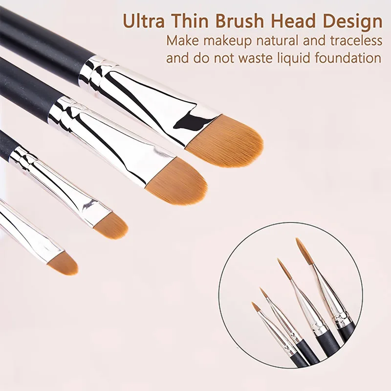 4 tipos de tamaños, brochas de maquillaje, delineador de ojos, brocha para contorno de nariz para mujeres, brochas correctoras para sombra de ojos para todos los HZS16