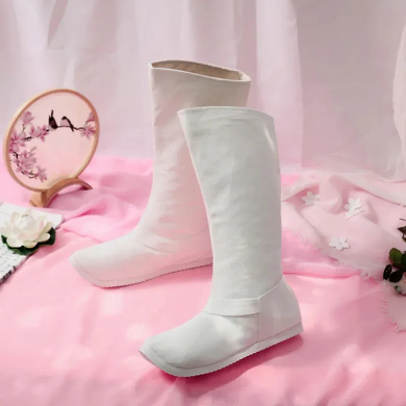 Anime mo dao zu shi lan wangji wei wuxian cosplay sapatos unisex estilo tradicional chinês retro pano antigo traje botas