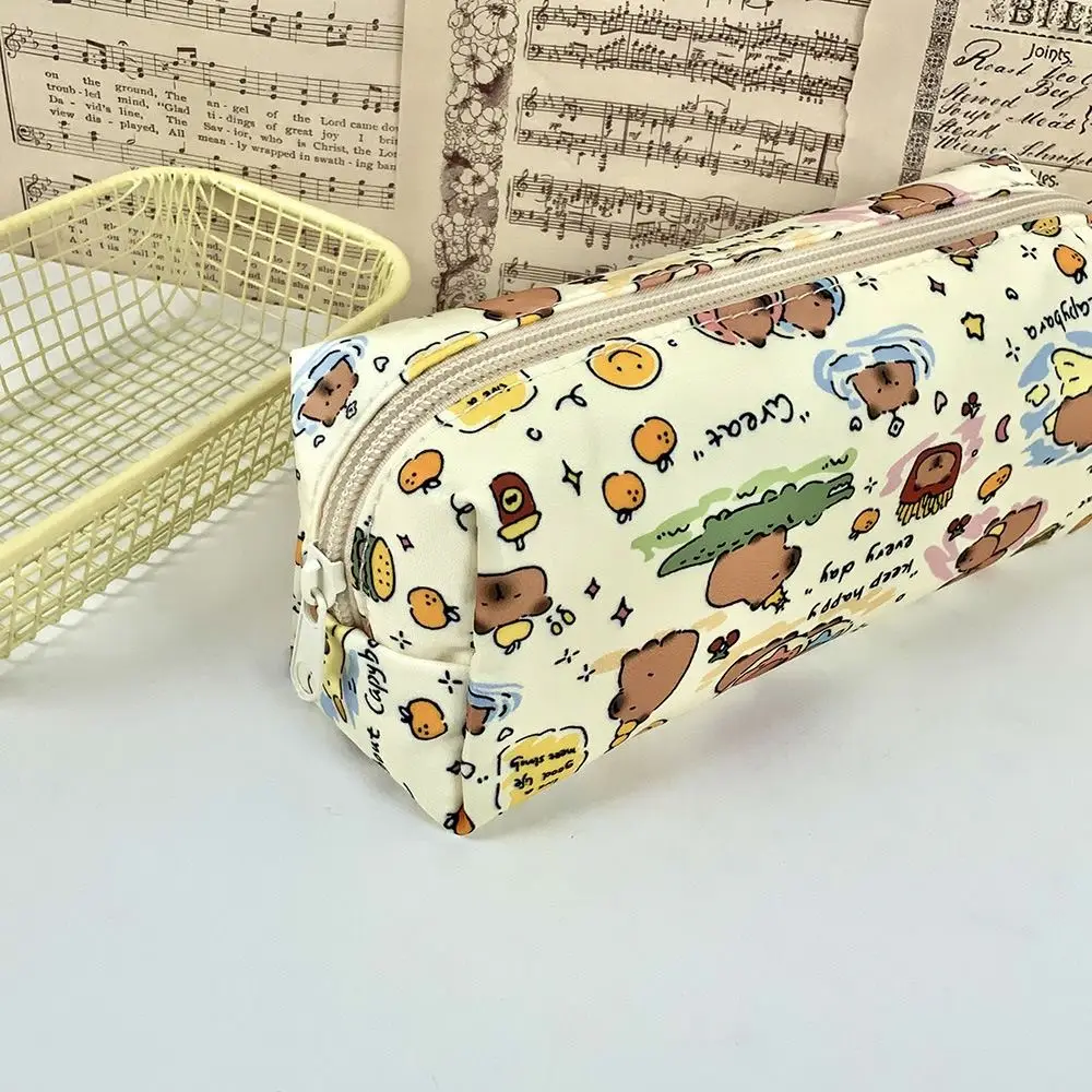 Cute Capybara Pen Bag Cartoon Large Capacity Pencil Case Multifunctional Pen Box Stationery Organizer School Office Supplies