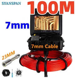 7mm Cable 100M Pipe Inspection Video Camera 9 Inch with DVR 8GB TF Card , SYANSPAN Waterpoof 23MM Drain Sewer Pipeline Endoscope