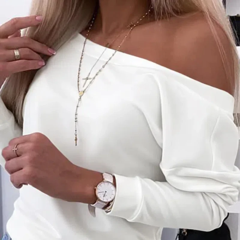

New Fashion Women's Autumn Long Sleeved Back Button Solid Color V-neck Base Shirt Top 207