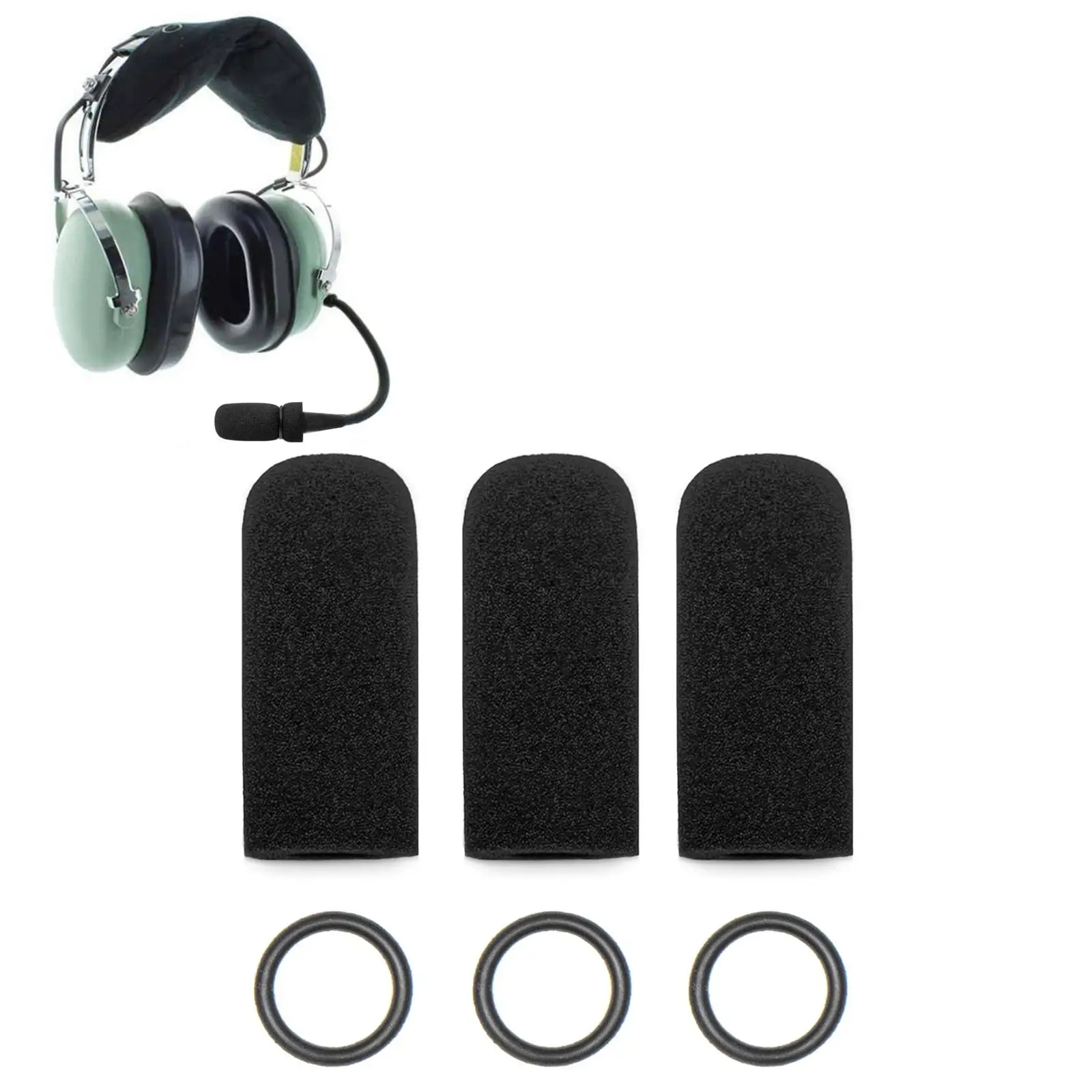 Replacement 3 Foam Mic Covers For David Clark H10-13.4, DC One-X, PRO-X2, DC-Pro X, H10, H20, M-7/M-4/M-5/M-77/DC-87 Headsets