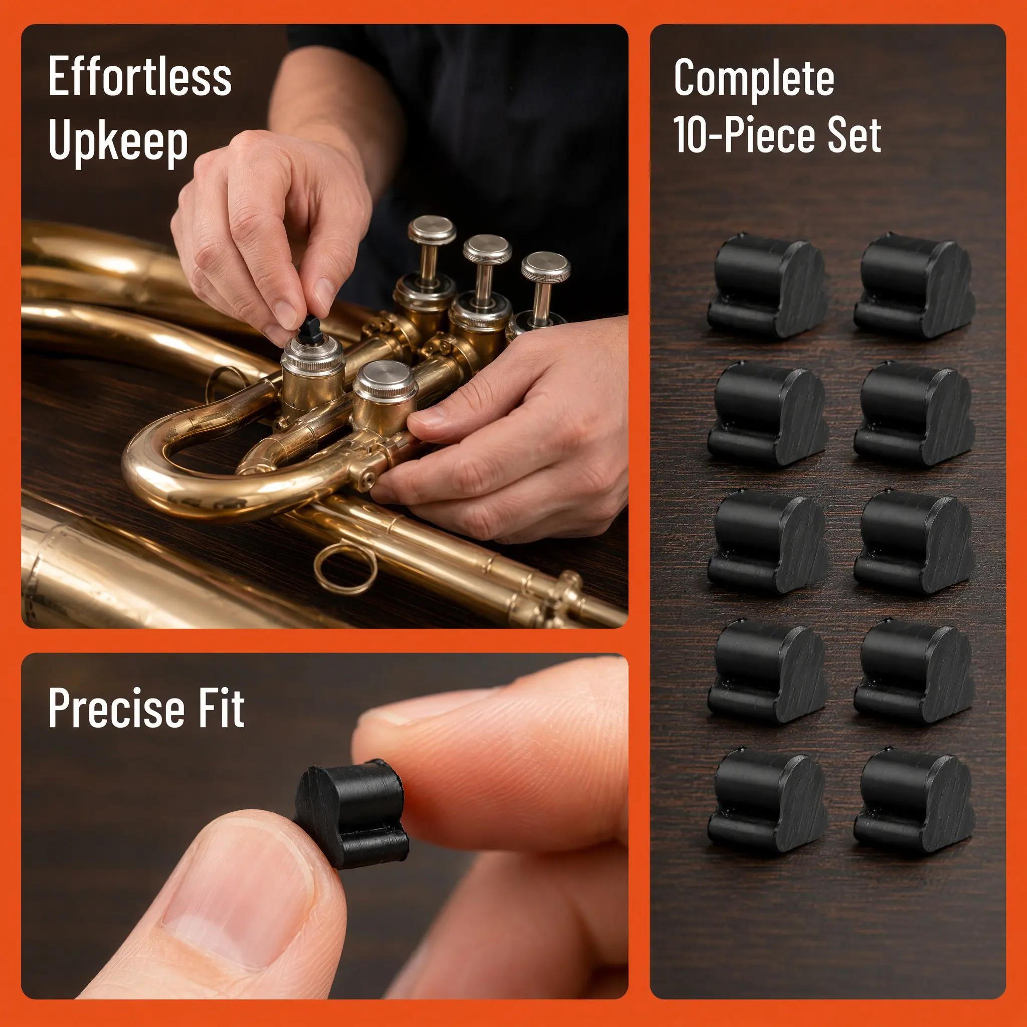 10Pcs Horn Valve Rubber Buffer Pads 4Mm Rotary Stop for Euphonium French Horn Tuba Instrument Accessories Instrument Buffer Stop