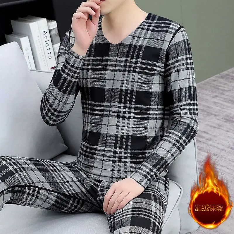 겨울용 보온 내의 세트 프라이머 고급 독일산 벨벳 무봉제 브이넥 롱존스 신상 방한 잠옷 남성용 수면복