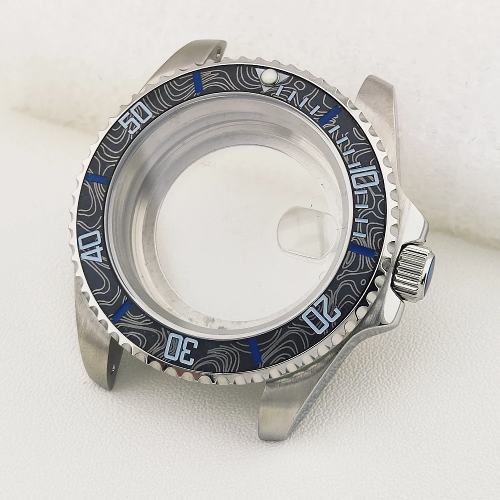 40mm watch case nh35 case carbon pattern bezel sapphire glass waterproof case suitable for 28.5mm dial nh35 watch case