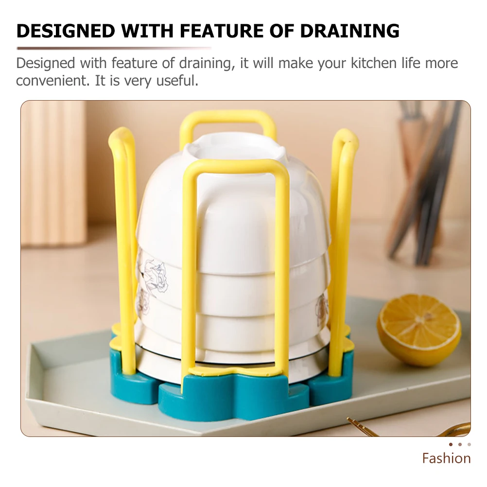 

2pcs Rotating Drain Bowl Rack Expandable Kitchen Bowls Holder Plastic Drainers Space Saving Dish Rack Telescopic Pot Lid