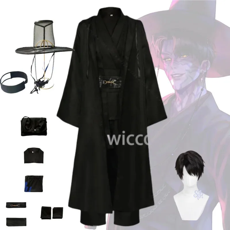 Película demonio cantando Jinu disfraz de Cosplay Jinu Saja Kpop grupo de niños estilos coreanos traje sombreros negro Y2K gótico Halloween personalizado