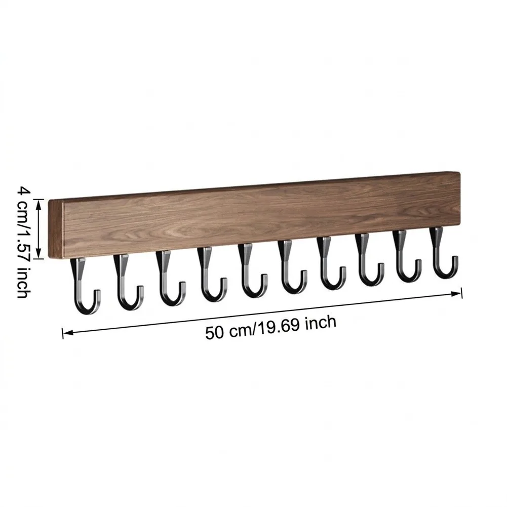 Kitchen Wall Rack With 10 Sliding Hooks, Utensil Holder For Organizing Cookware In Kitchen Or Bathroom, Home Hanger