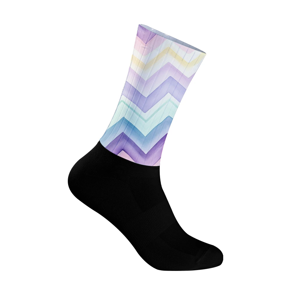 

Watercolor Chevron Print Cycling Socks New Summer Breathable Cycling Socks Men Women Road Bike Calcetines