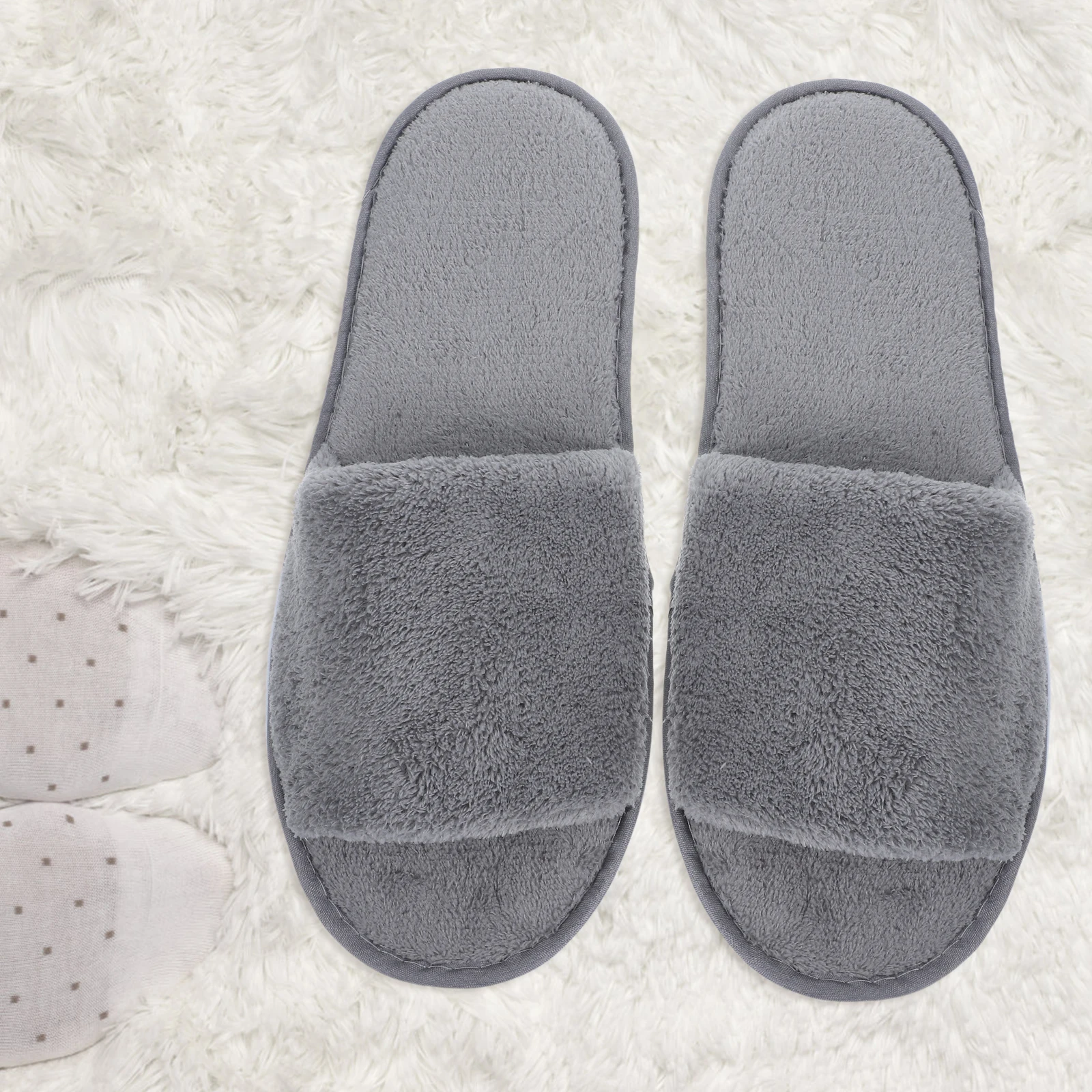 

Тапочки для гостей в отеле, нескользящие одноразовые спа-тапочки с закрытым носком, мягкие удобные спа-тапочки с закрытым носком для путешествий и домашнего использования