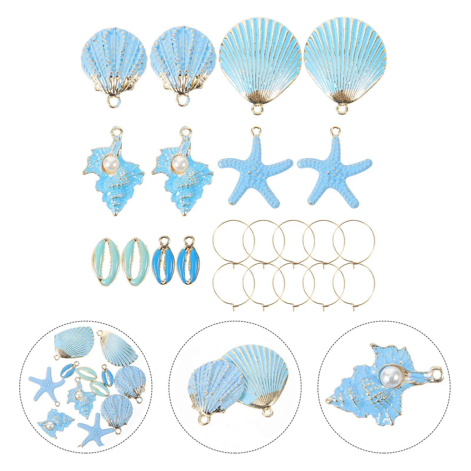 Charms for Earring Making Sea Star Shell Jewelry Findings Pendants Design Pink Decor