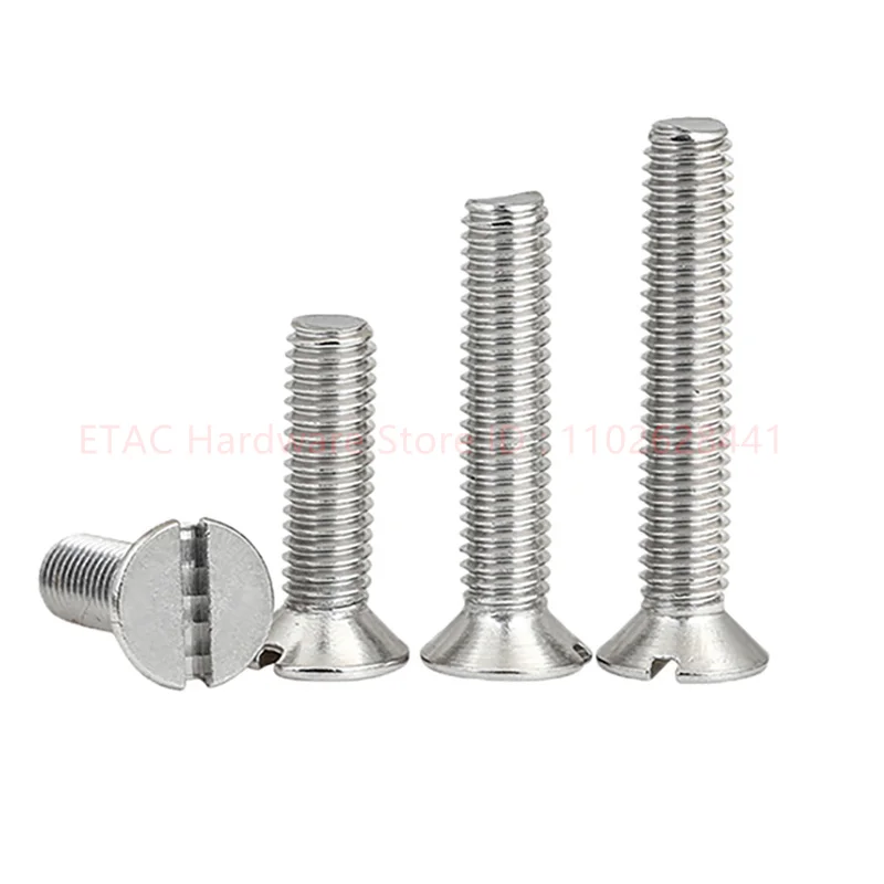 Stainless Steel One Countersunk Head Screws 304 Slotted Flat Head Threaded Bolts M1.6 M2 M2.5 M3 M4 M5 M6 M8 GB68