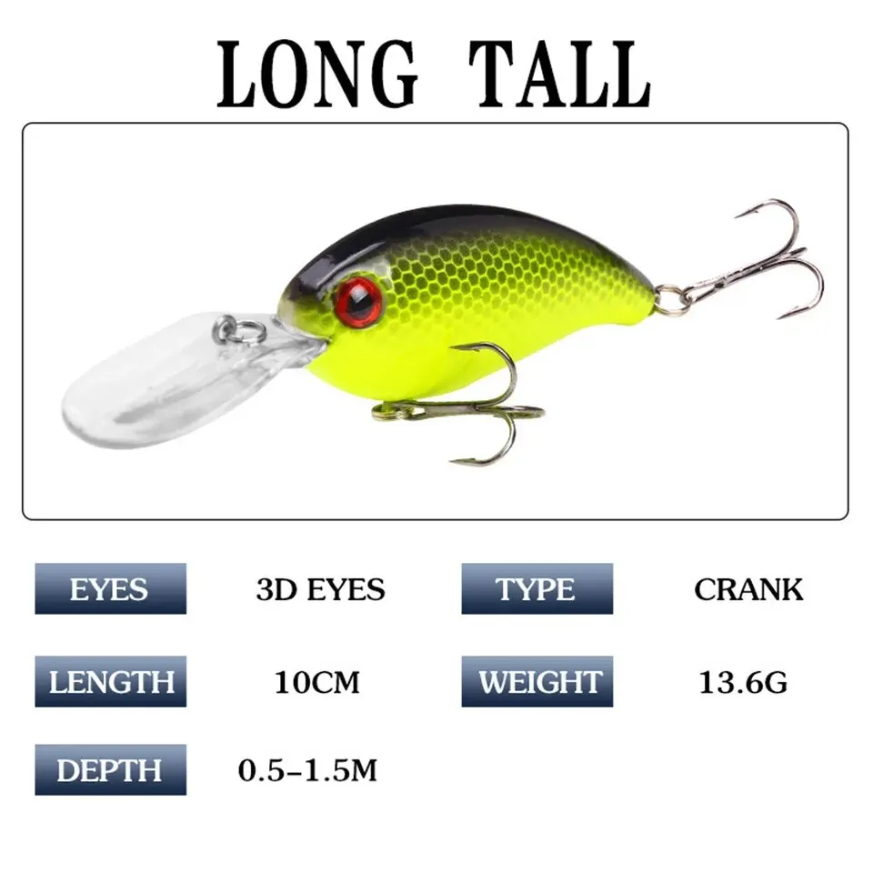 Kurbel Angeln Locken Köder Wobbler 13,6g 10cm Minnow Isca Künstliche 3D Augen Lockt Crankbait Für Bass Hecht karpfen Pesca Tackle – Detail 2