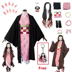 Nezuko Cosplay Anime Demon Slayer Kimetsu No Yaiba Cosplay Costume & Accessories Kamado Kimono Uniform Halloween Clothes