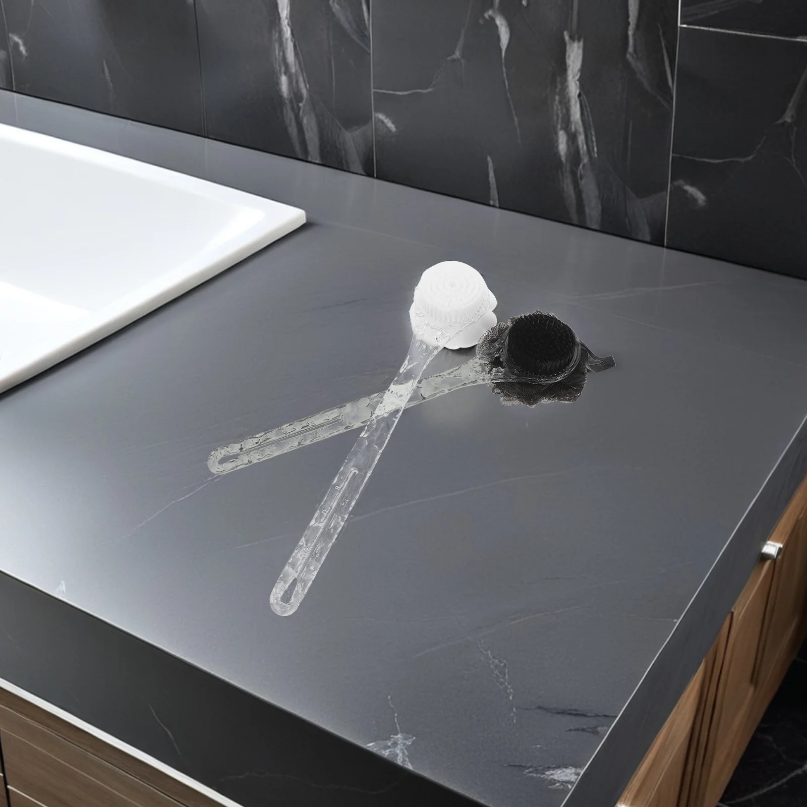 

2Pcs Shower Back Scrubber Brush White Black Dual Sided Exfoliating Loofah Bath Brush Deep Cleanse Body Scrubber for Men and