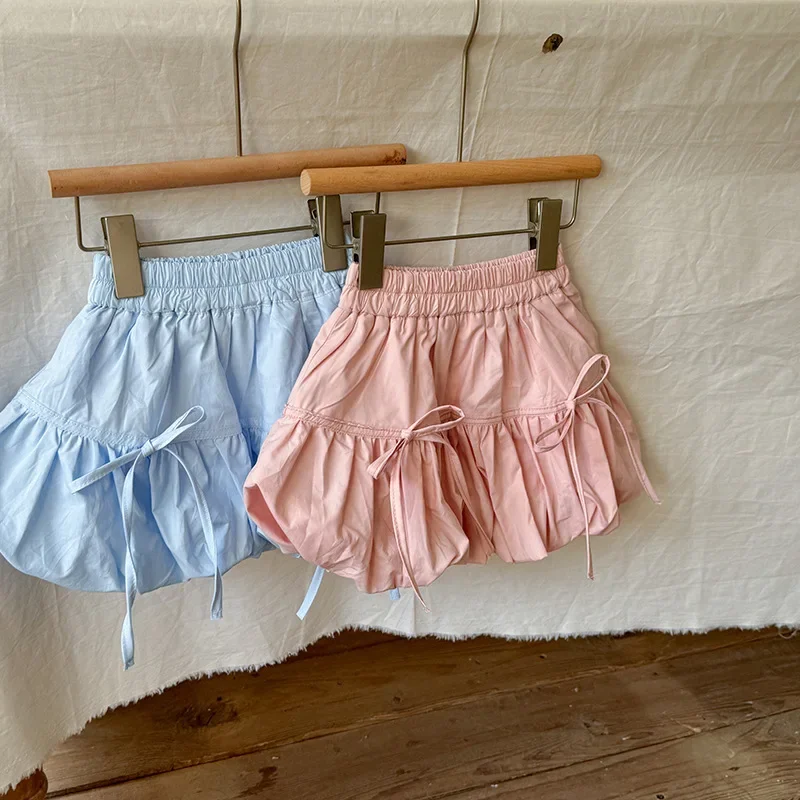 Pantaloni per bambini pantaloncini per ragazze estate nuovi vestiti per bambini pantaloni con boccioli di fiori nodo con fiocco allentato elastico