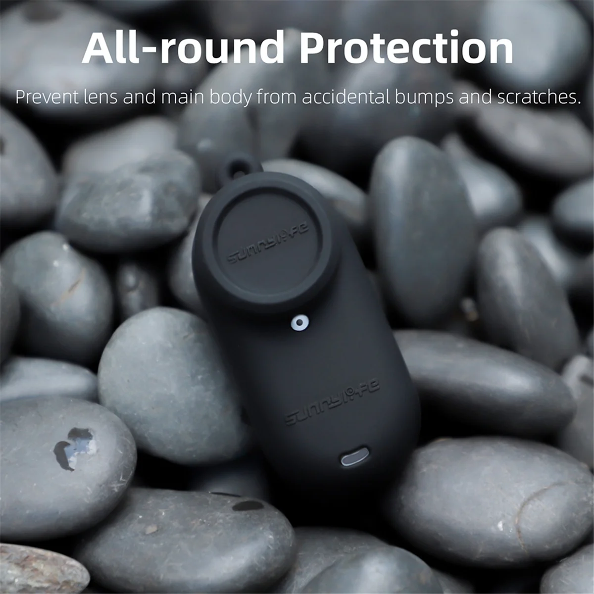 SUNNYLIFE futerał ochronny do Shadowstone Insta360 GO 3S futerał silikonowy kciuk osłona obiektywu aparatu futerał ochronny ze smyczą czarny