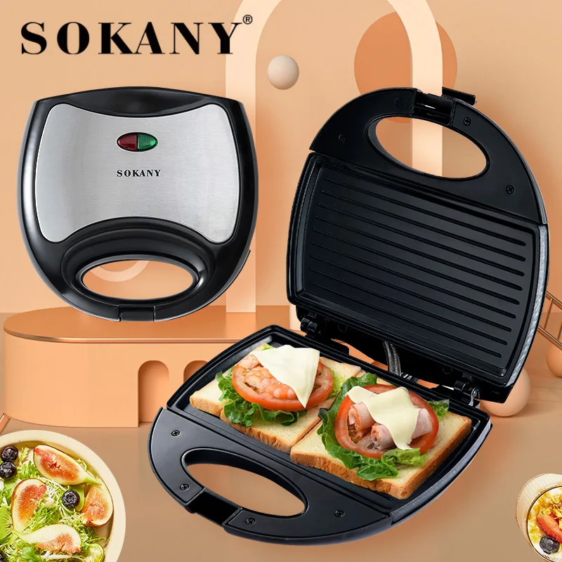 SOKANY102 elektryczny opiekacz do kanapek Panini 750W gofrownica gotowanie sprzęt kuchenny śniadanie maszyna do gofrów patelnia nieprzywierająca