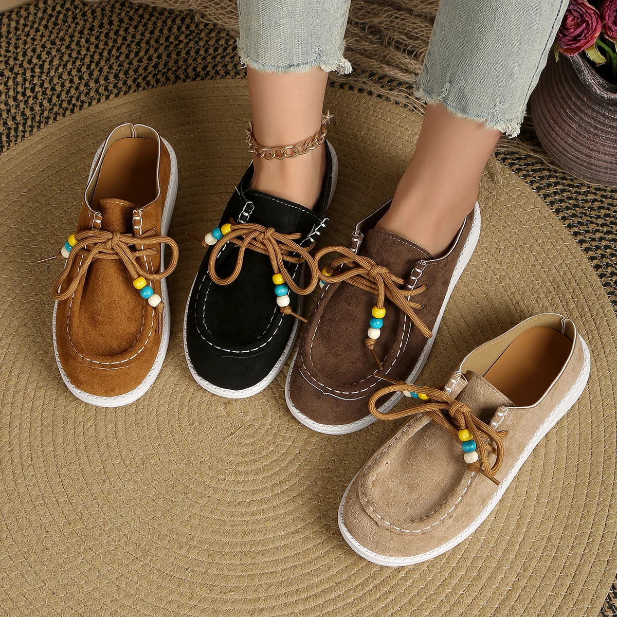 Women Loafers Fashionable Thick Heel Single Shoes Women Retro Versatile Bohemian Roman Style Sneakers Women Spring Autumn Shoes