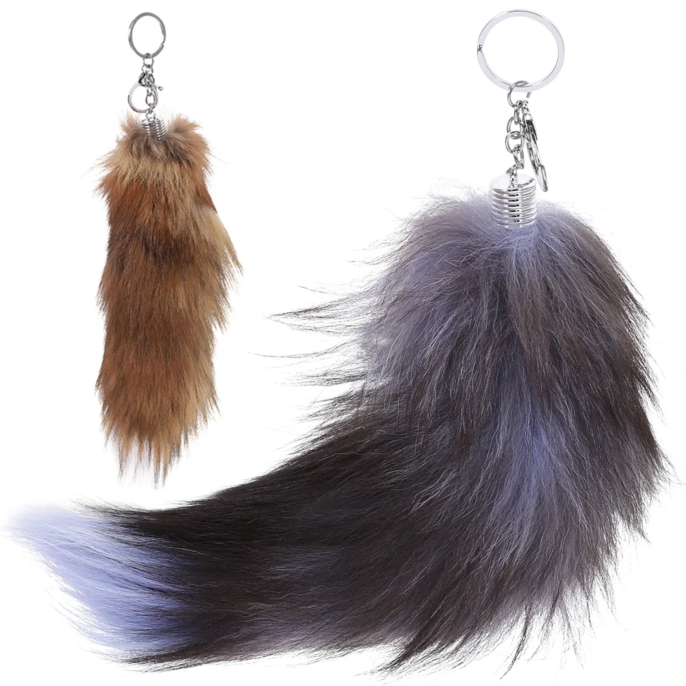 Tail Wallet For Girls Fluffy Animal Tail Keyring Faux Tail Key Ring Decorative Pendant Hanging Accessory