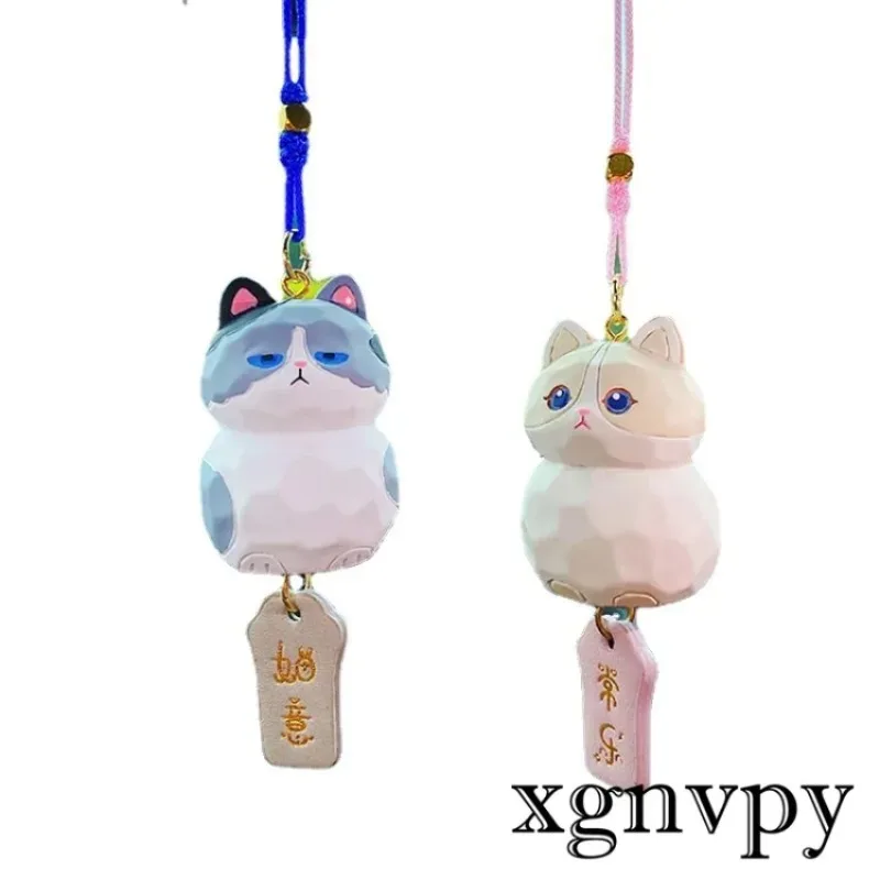 Xgnvpy Car Cute Wooden Carving Cat Interior Decoration Rearview Mirror Hanging Accessory Red Cartoon Style Car Pendant