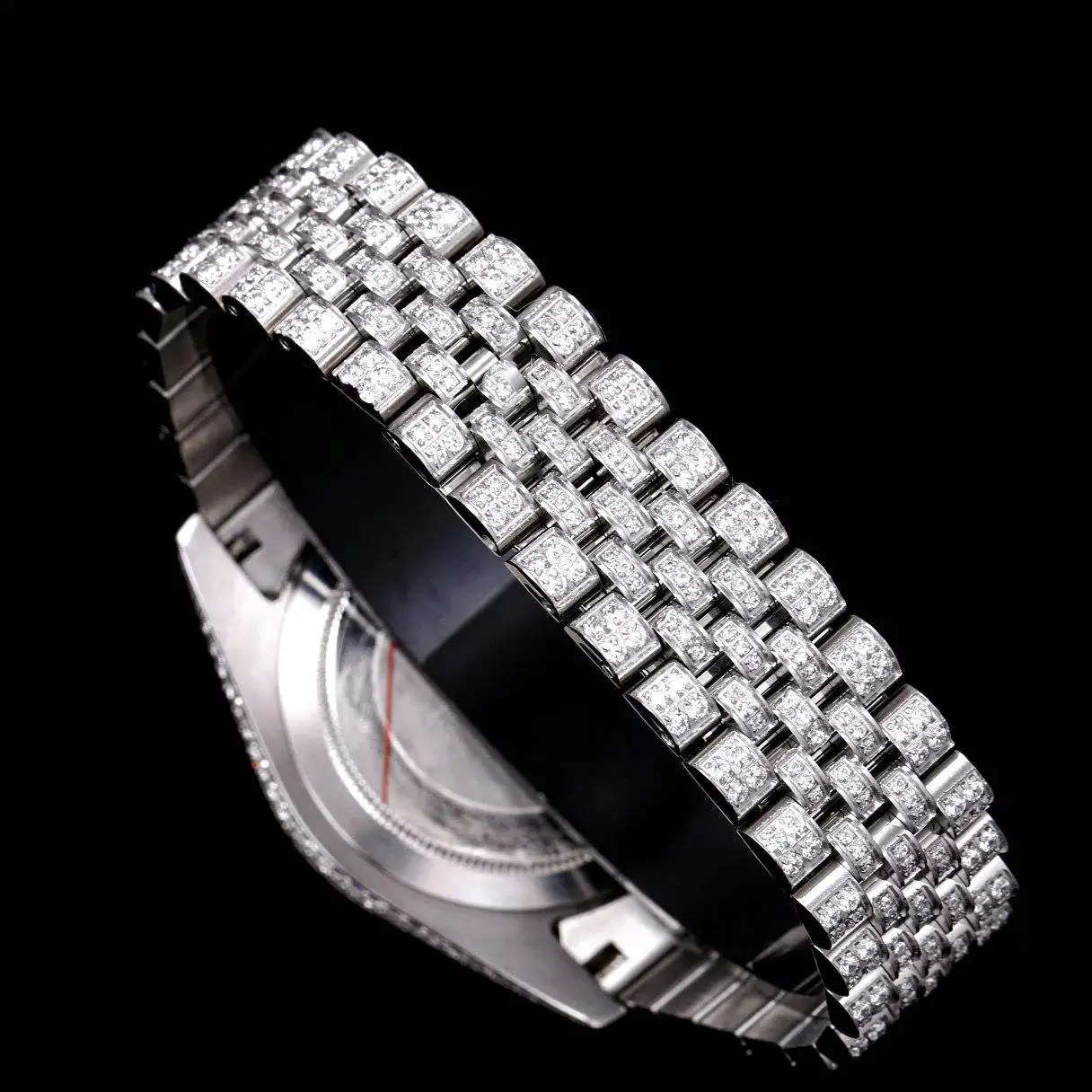 High Quality Diamond Stainless Steel  Case Mechanical Movement Men's Wrist Band  Luxury Men Watch Set