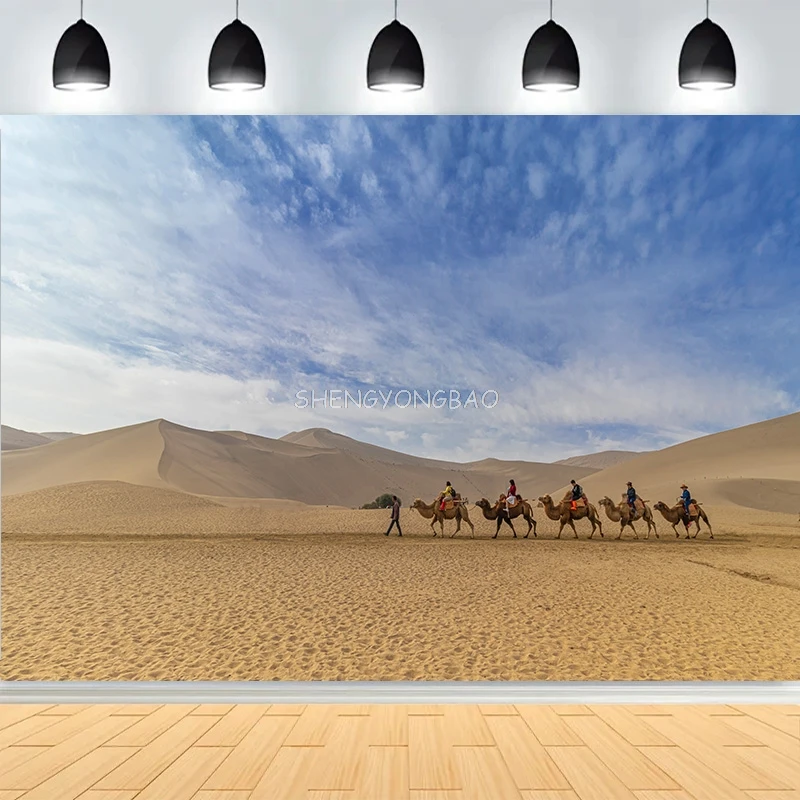 

Desert Dunes Wind Swept Sand Photography Backdrops Sunset Natural Landscape Camels Travel Photo Studio Background SD-04