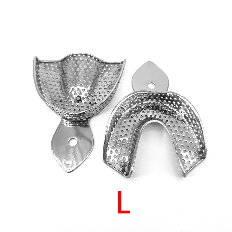 Plateaux d\'empreinte en acier inoxydable, équipement de laboratoire dentaire, supérieur, inférieur, autoclavable, porte-dents, outils de dentiste,