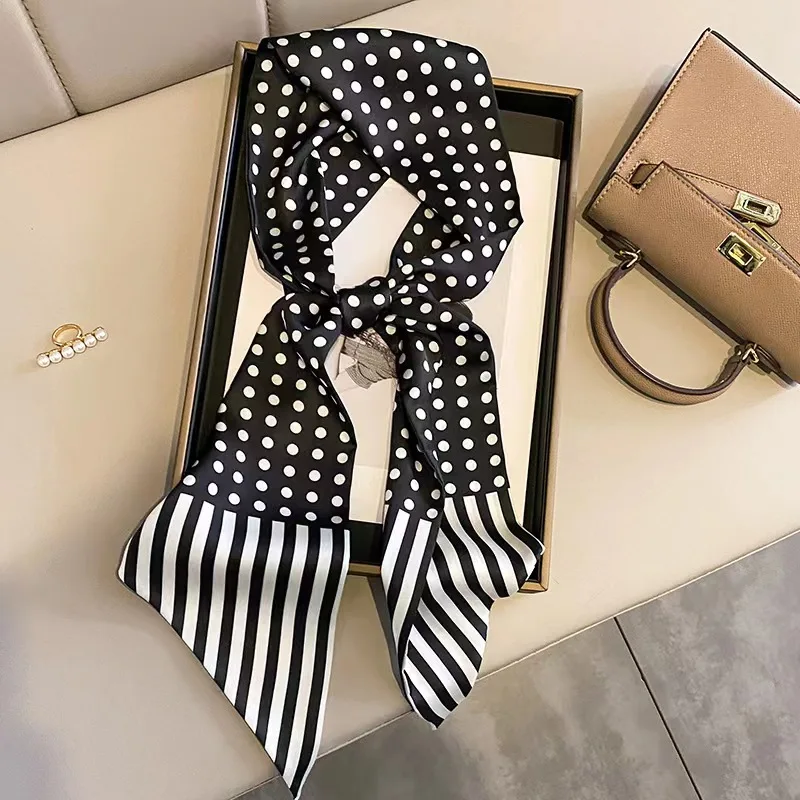Luxury Belt Print Long Silk Scarf For Women Soft Neck Scarf Shawl Elegant Neckerchief Bandanas Paisley Print Hijab Bag Ribbon image 6