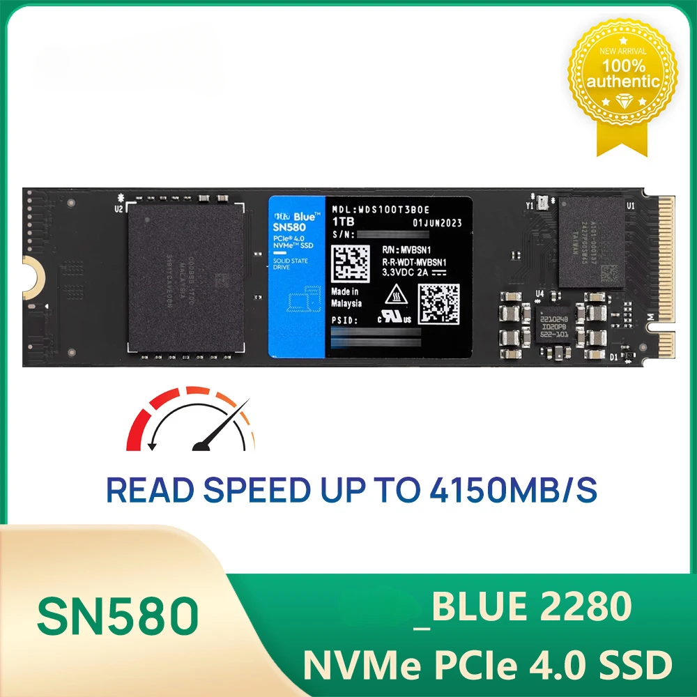 

2025 Western SN580 SSD Blue NVMe 500GB 1TB 2TB PCIe4.0 4150MB/s M.2 2280 Drives for Laptops Computer PC PS5