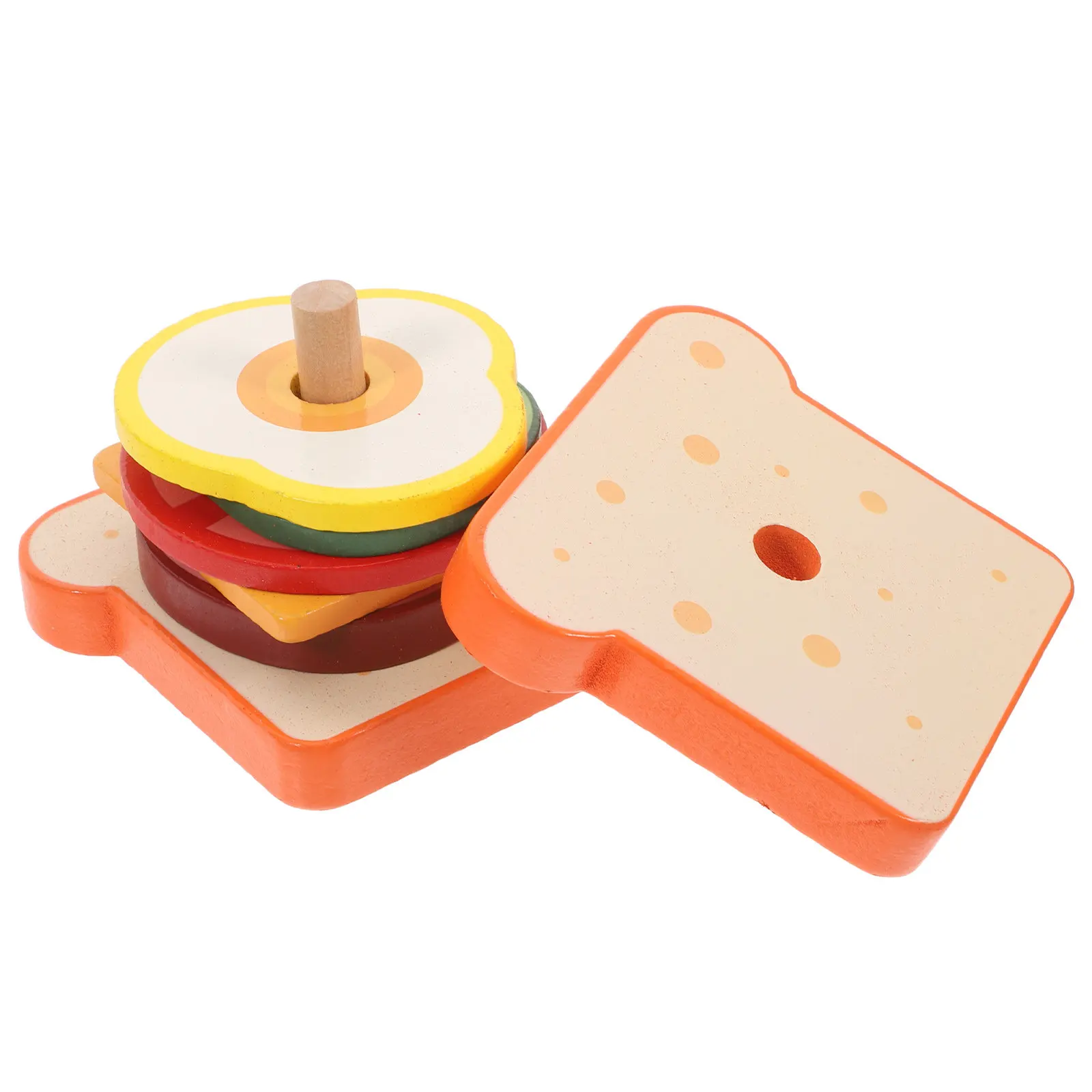 

Montessori Wooden Sandwich Stacking Game Early Learning Fine Motor Skill Development Stem Educational Preschool Creativity Logic