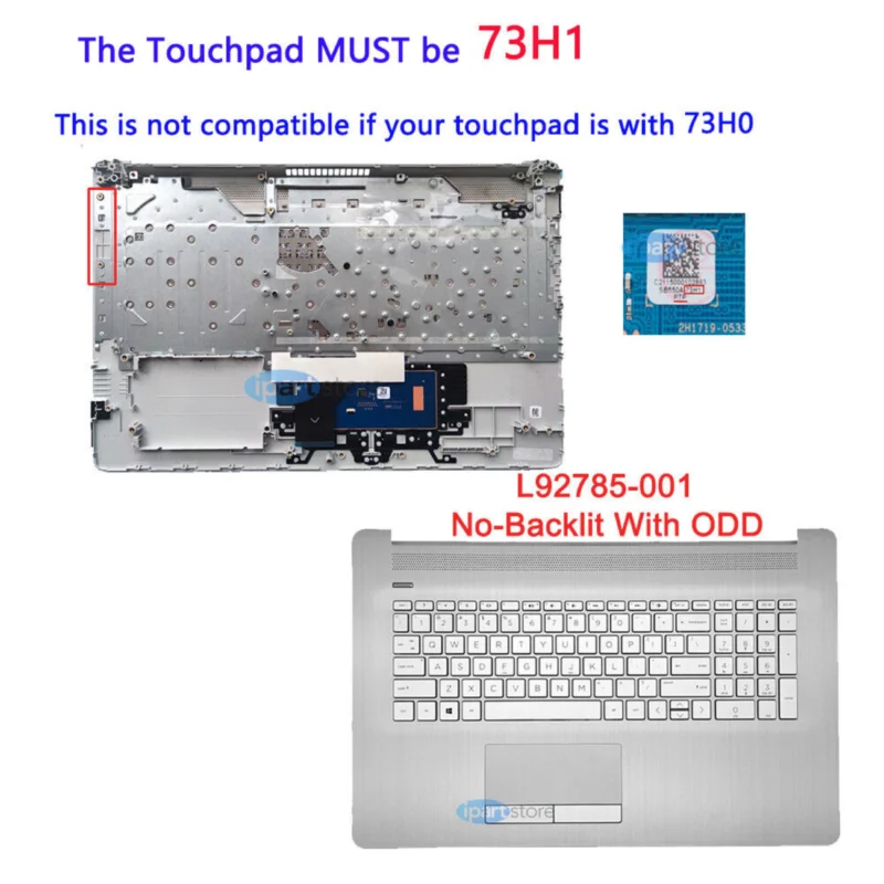 73H1 PTP Touchpad ODD For HP Pavilion 17-BY 17-CA Palmrest Backlit Keyboard