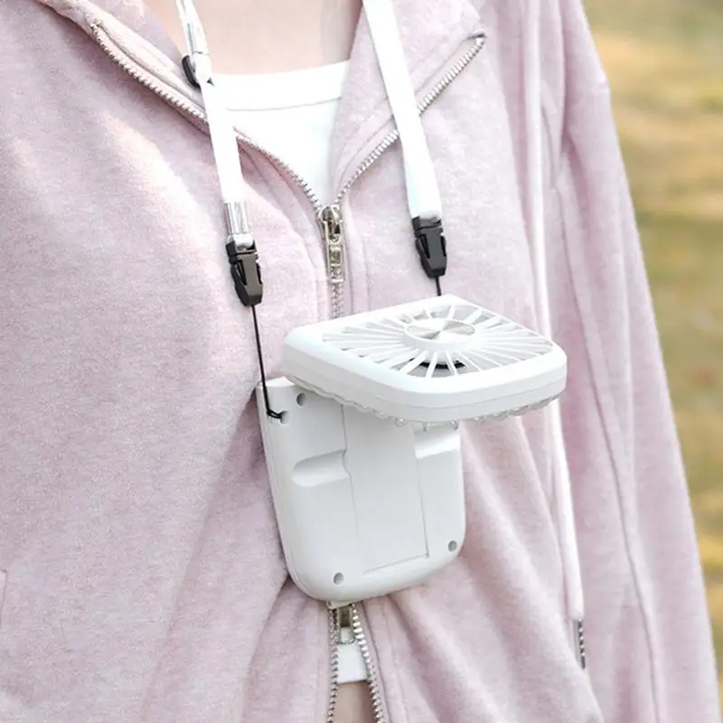 

Вентилятор на шею для женщин Носимый USB-вентилятор на шею Персональный вентилятор Тихий перезаряжаемый циркулятор воздуха с зеркалом для макияжа и ремешком 3 скорости