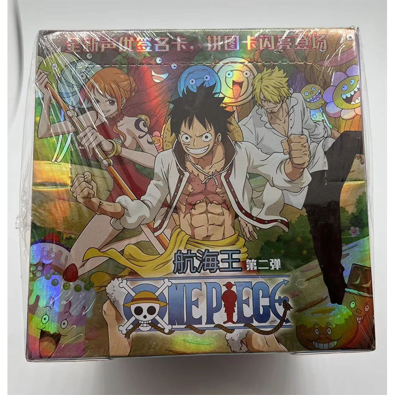 Anime ONE PIECE Kawaii Box Glitter Card Luffy Zoro Nami Sanji Perona Edward Newgate Toys for boys Collection Card Birthday Gift