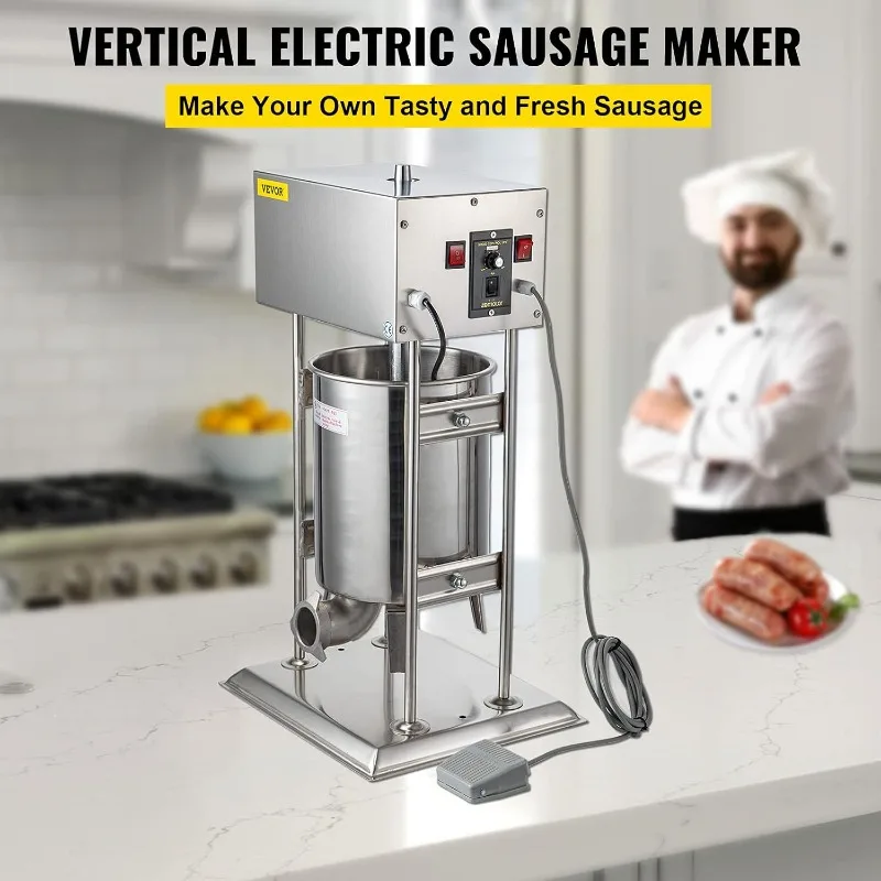 Happybuy Electric Sausage Stuffer 15L Capacity, Vertical Meat Stuffer Various Speed Control