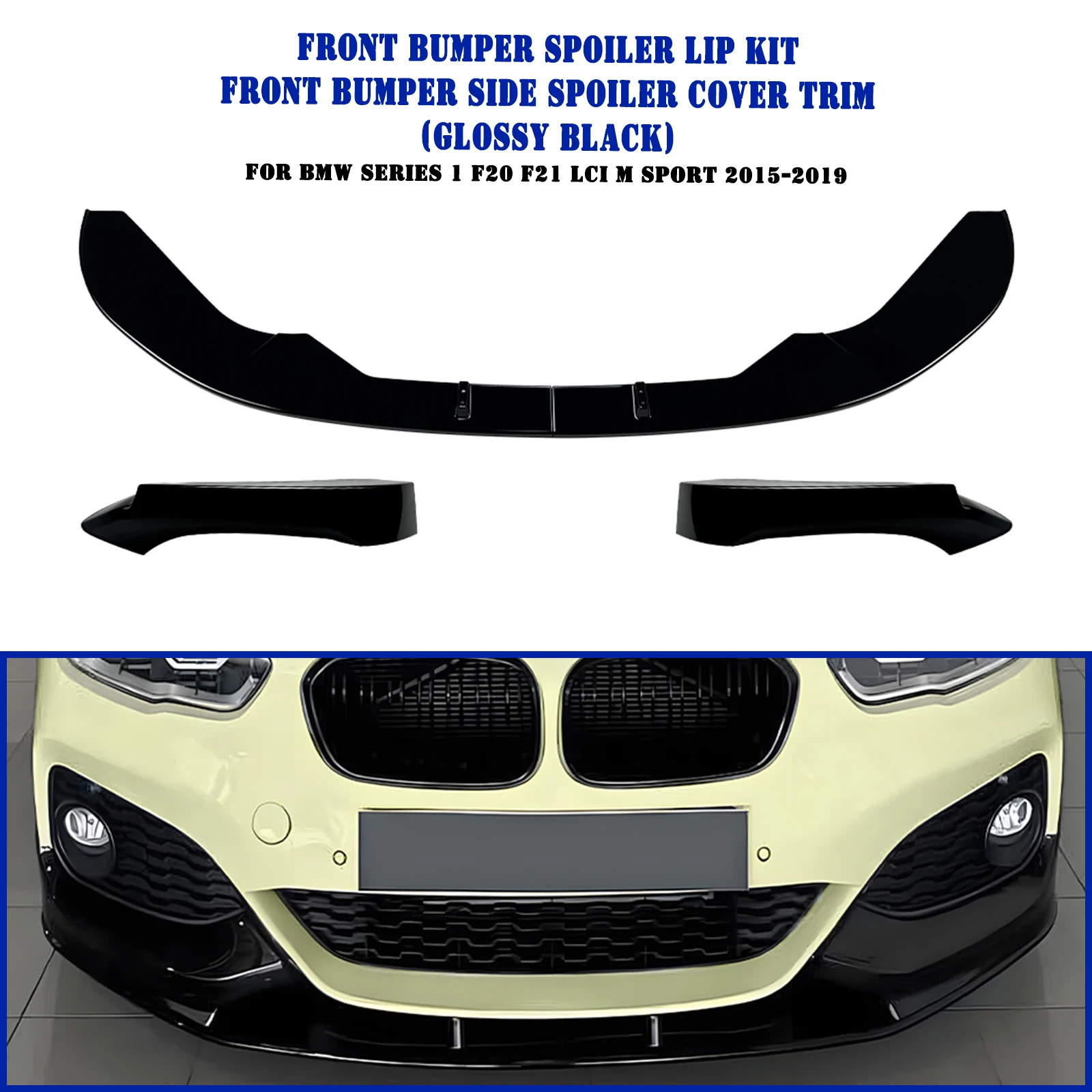 

Car Front Bumper Spoiler Lip Lower Splitter Blade Side Trim Cover For BMW 1 Series F20 F21 LCI M Sport 2015 2016 2017 2018 2019