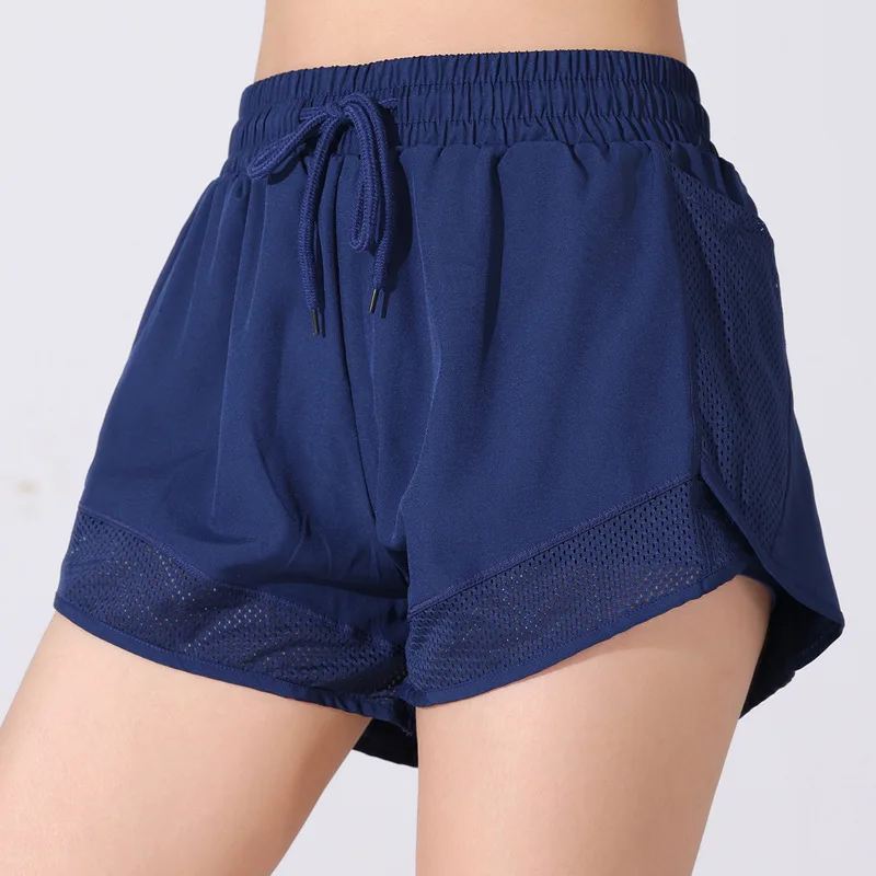 2-in-1-Yoga-Shorts für Damen mit Kordelzug und Netztaschen für lässige Sport-Fitness- und Fitnessstudio-Training