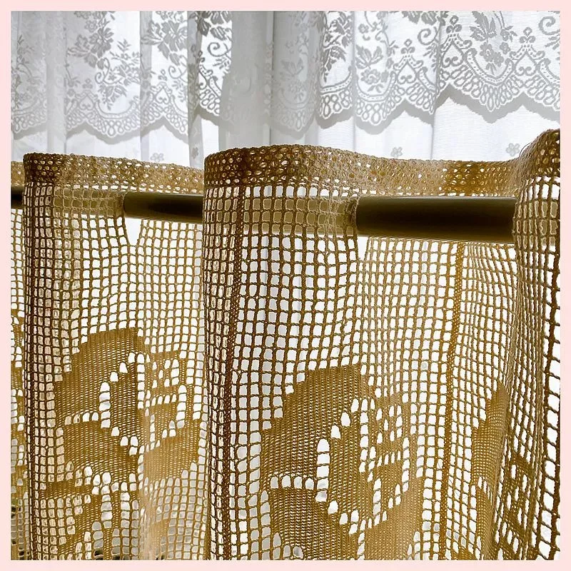 Cabinet Wardrobe Curtains for Kitchen Living Room Bedroom Home Decoration Short Curtain Japanese Style Small Floral Print Lace