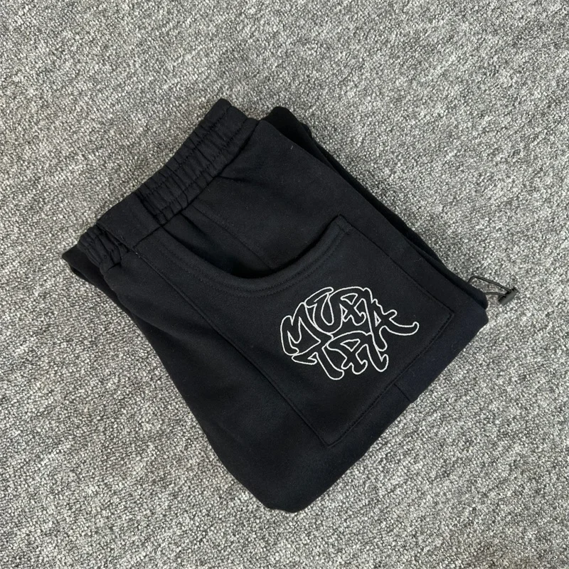 Embroidery Logo Mertra Black Jogger Drawstring Sweatpants Men Women Pure Cotton Oversized Casual Trousers